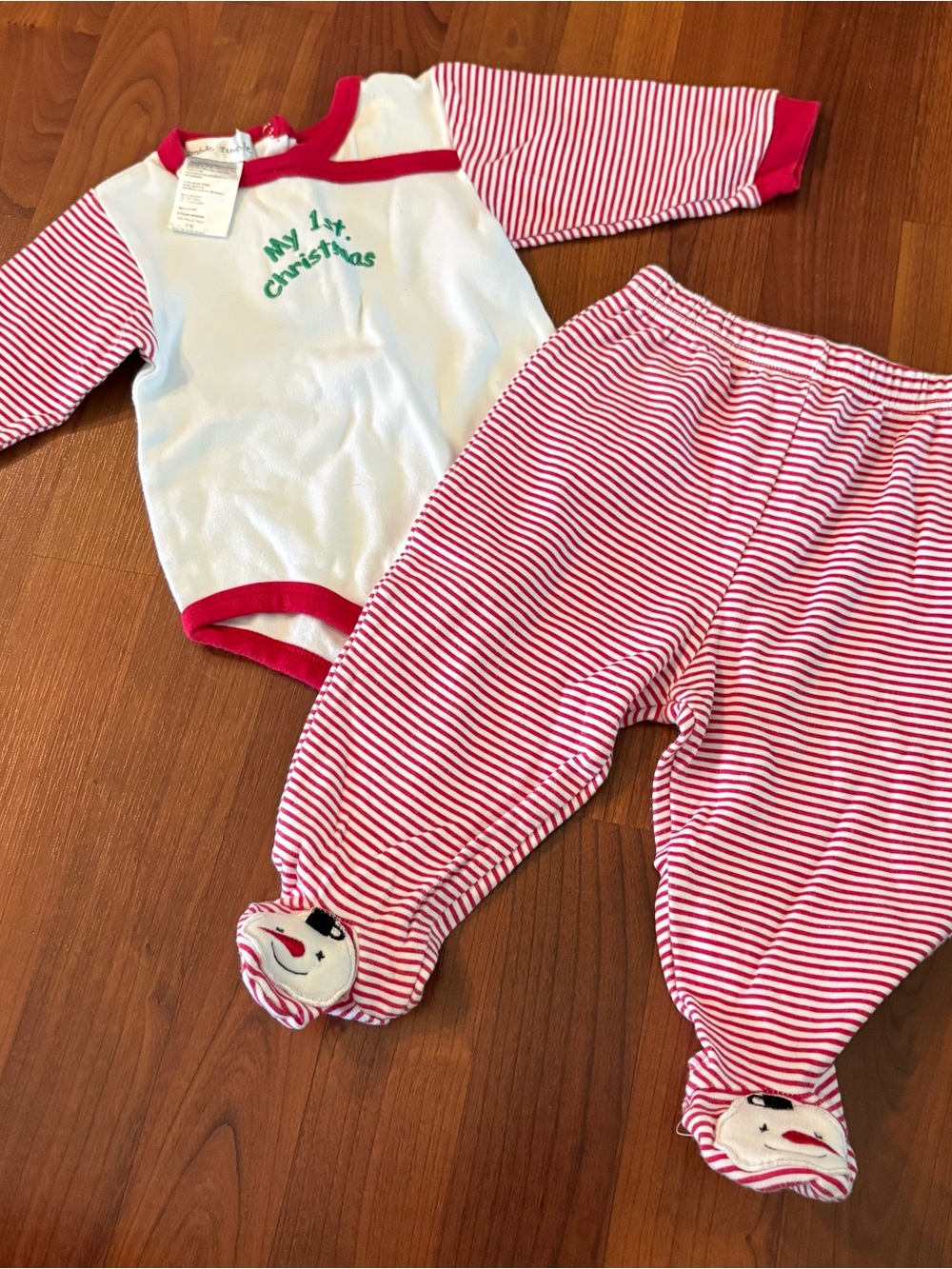 Baby One-Piece Set - Red & White Striped Christmas Outfit 3-6 months